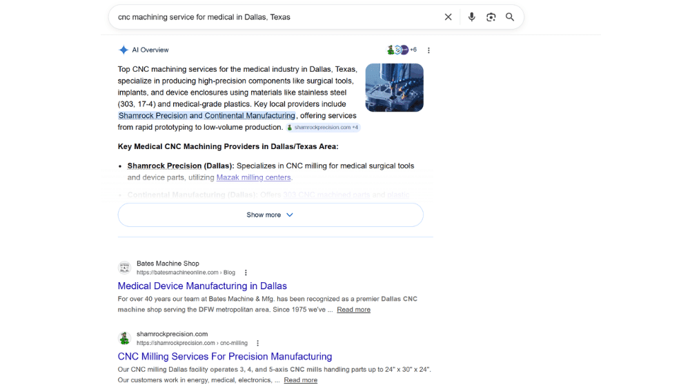 Help CNC Shop Rank In AI Overview